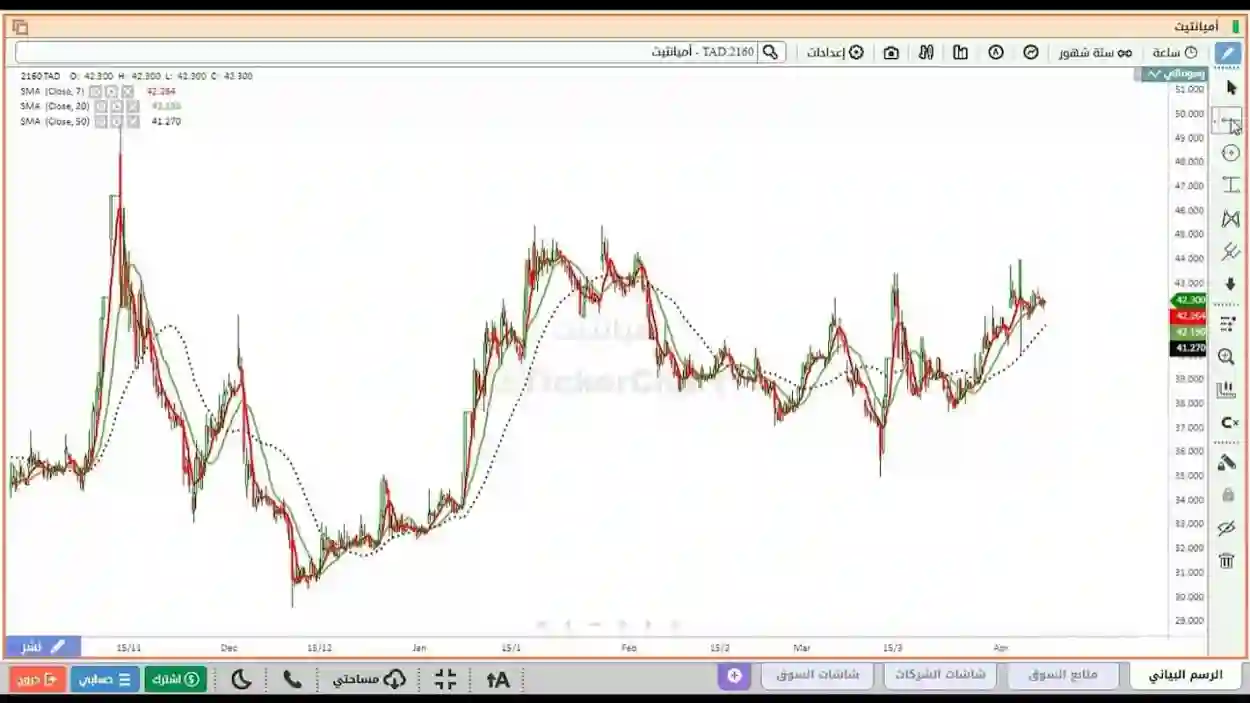سعر سهم أميانتيت العربية (2160)